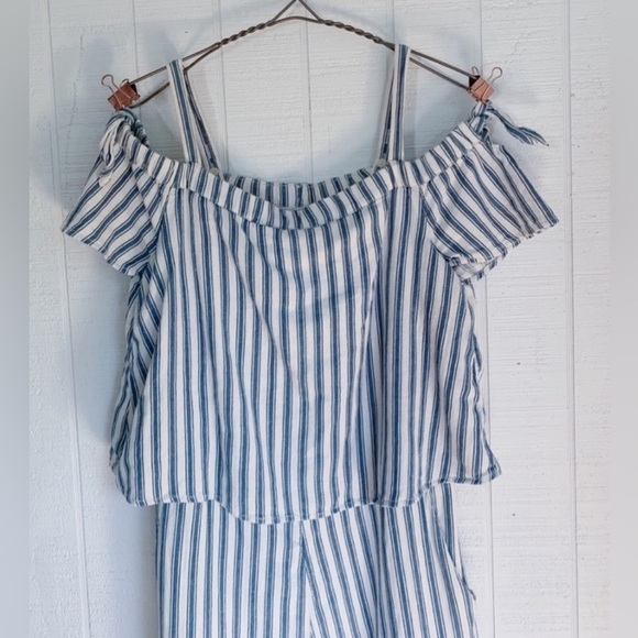 MADEWELL NWT Stripe Cold Shoulder Jumpsuit, Size XXS - Picture 4 of 10